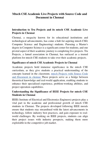 mtech cse academic live projects with source code