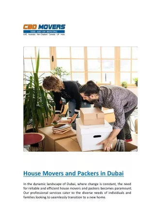 Top-notch House Movers and Packers in Dubai