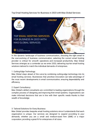 Mas Global Services: Email Hosting Services Provider