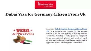 Dubai visa for German citizens From UK