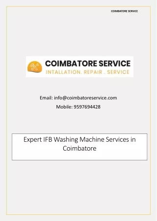 Expert IFB Washing Machine Services in Coimbatore