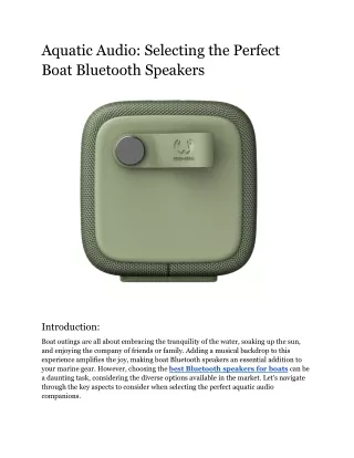 Aquatic Audio_ Selecting the Perfect Boat Bluetooth Speakers