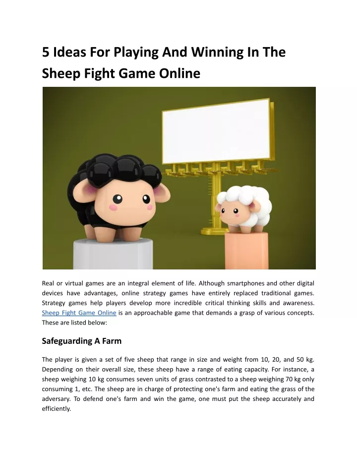 5 ideas for playing and winning in the sheep