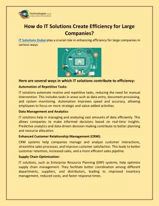 how do it solutions create efficiency for large