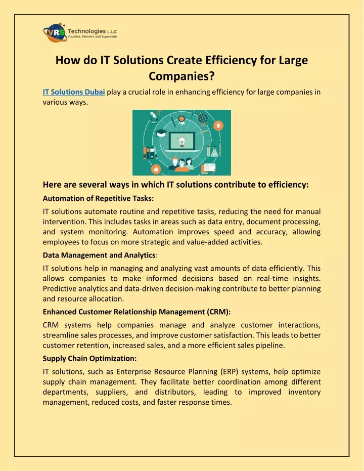 how do it solutions create efficiency for large