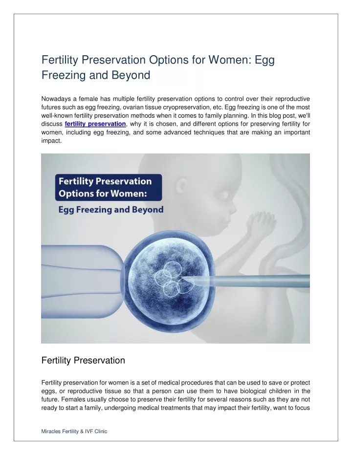 fertility preservation options for women