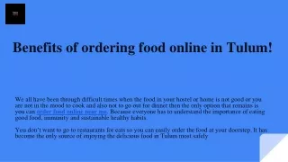 Benefits of ordering food online in Tulum!