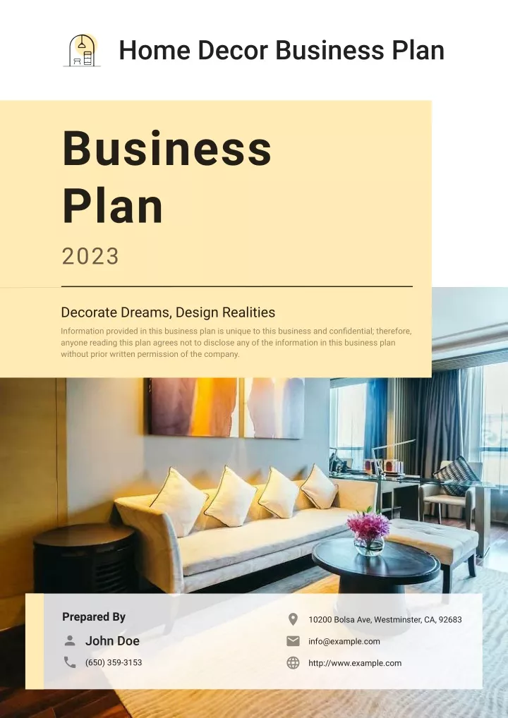 business plan home decor