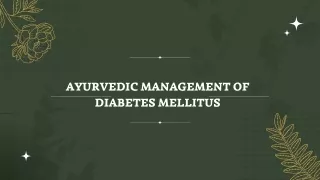 Ayurvedic Management of Diabetes Mellitus