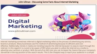 John Ullman - Discussing Some Facts About Internet Marketing