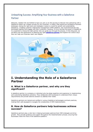 Unleashing Success Amplifying Your Business with a Salesforce Partner