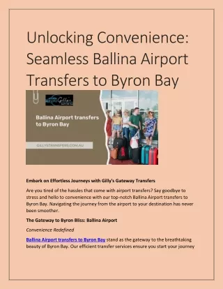 Seamless Ballina Airport Transfers to Byron Bay