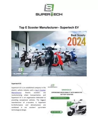 Top E Scooter Manufacturer - Supertech EV