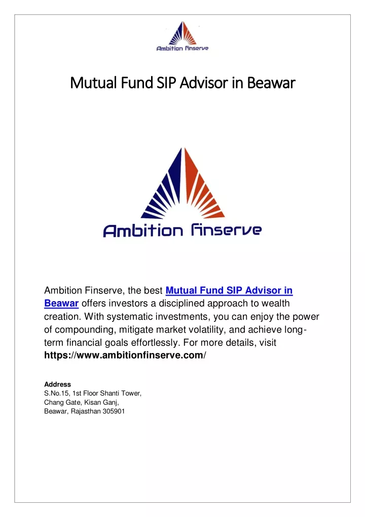 mutual fund sip advisor in beawar mutual fund