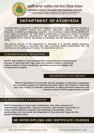 CERTIFICATE COURSES IN AYURVEDA