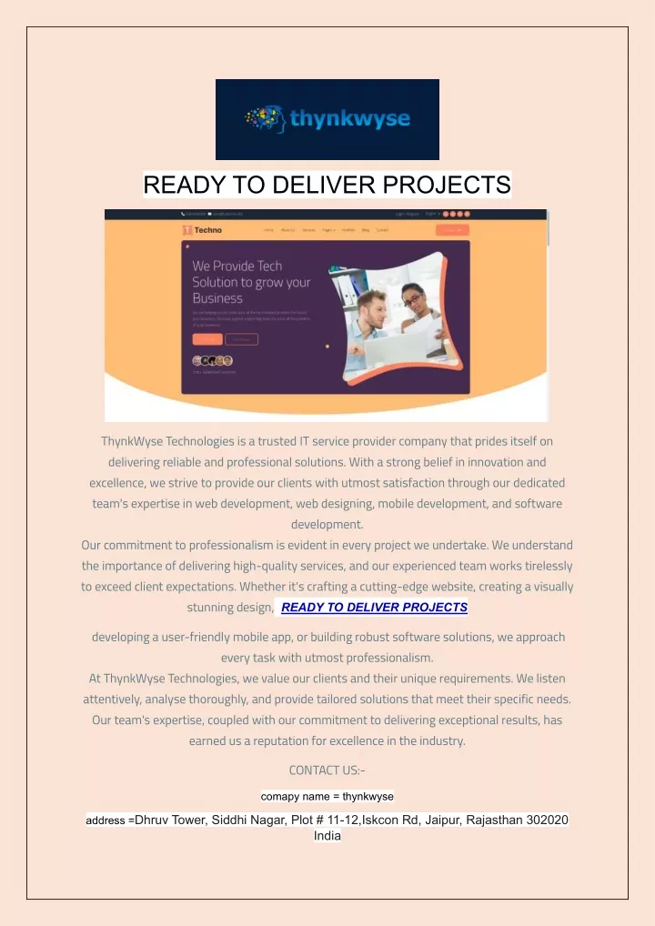 ready to deliver projects