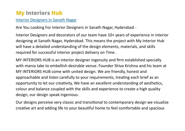 interior designers in sanath nagar