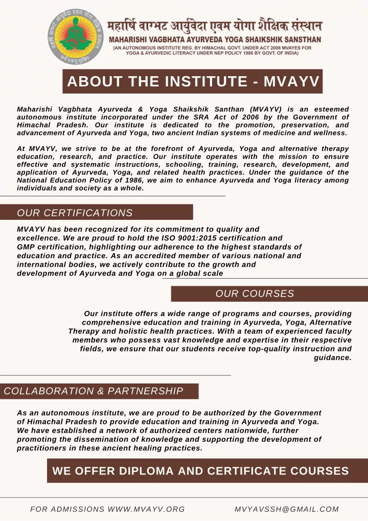 about the institute mvayv