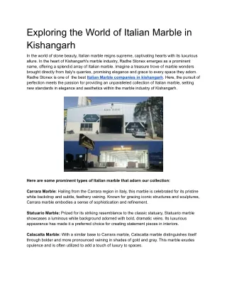 Exploring the World of Italian Marble in Kishangarh