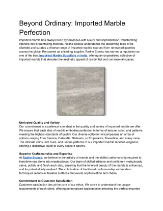 Beyond Ordinary: Imported Marble Perfection