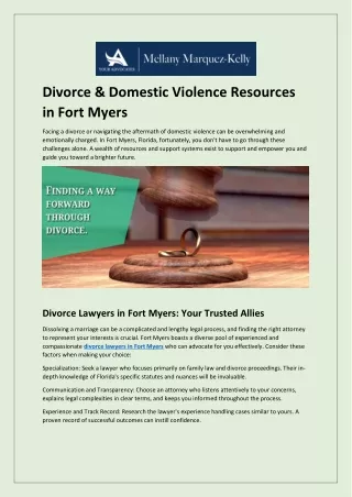 Divorce & Domestic Violence Resources in Fort Myers