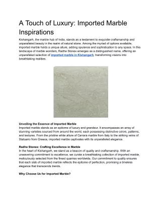A Touch of Luxury: Imported Marble Inspirations