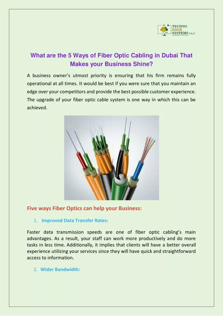 what are the 5 ways of fiber optic cabling