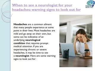 When to see a neurologist for your headaches-warning signs to look out for