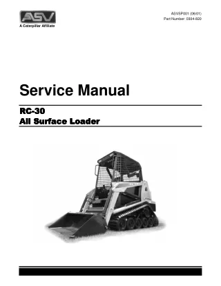 ASV Posi-Track RC-30 Track Loader Service Repair Manual
