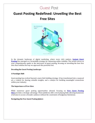 Guest Posting Redefined Unveiling the Best Free Sites