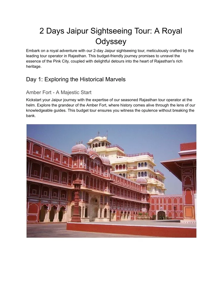 2 days jaipur sightseeing tour a royal odyssey