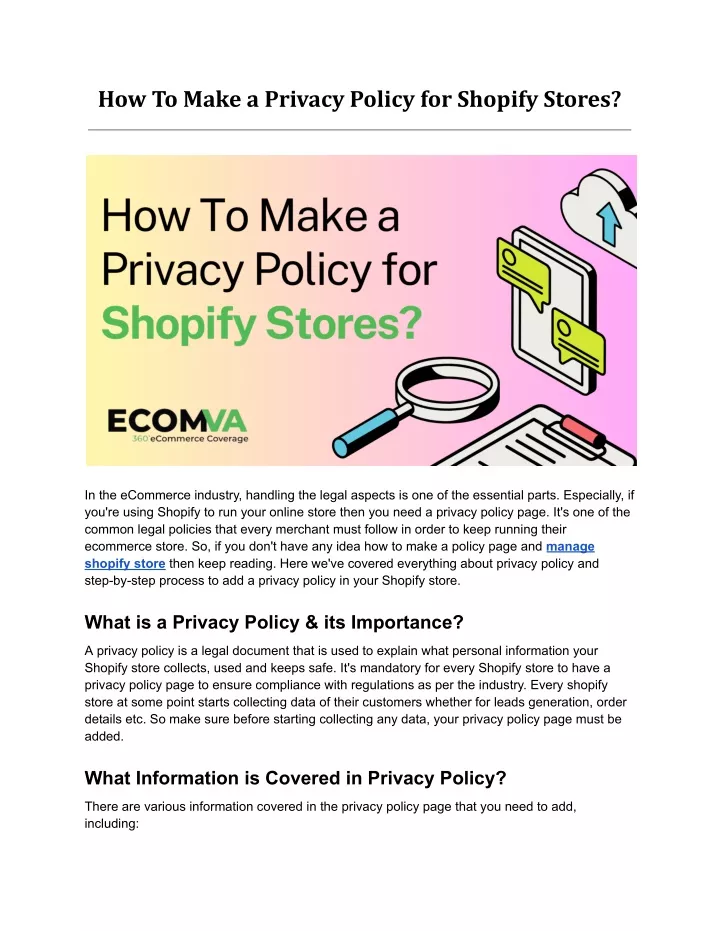 how to make a privacy policy for shopify stores