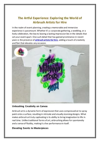 The Artful Experience Exploring the World of Airbrush Artists for Hire