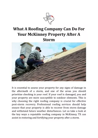 What A Roofing Company Can Do For Your McKinney Property After A Storm