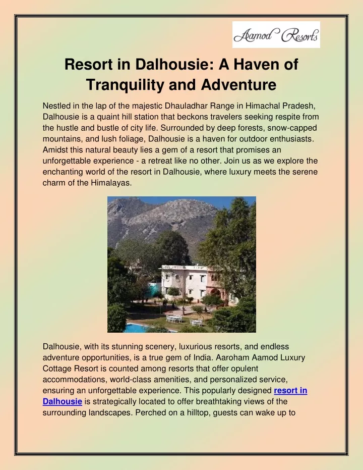 resort in dalhousie a haven of tranquility