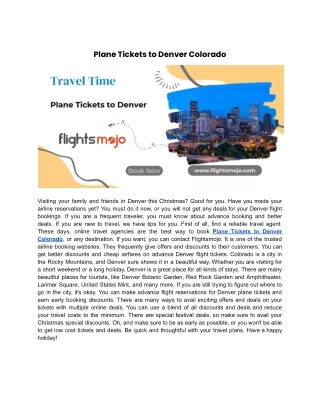Plane Tickets to Denver Colorado