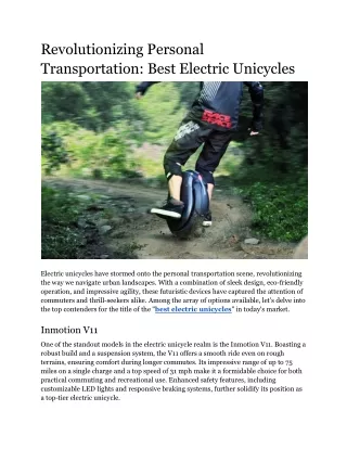 Revolutionizing Personal Transportation_ Best Electric Unicycles