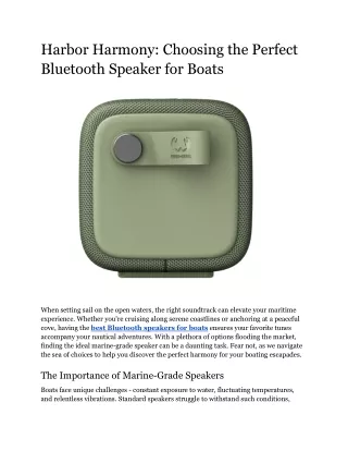 Harbor Harmony_ Choosing the Perfect Bluetooth Speaker for Boats