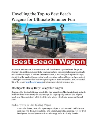 Unveiling the Top 10 Best Beach Wagons for Ultimate Summer Fun