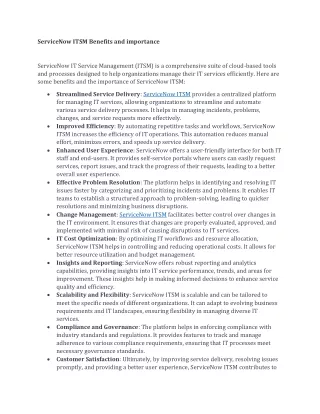 servicenow itsm benefits and importance