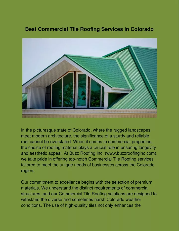 best commercial tile roofing services in colorado