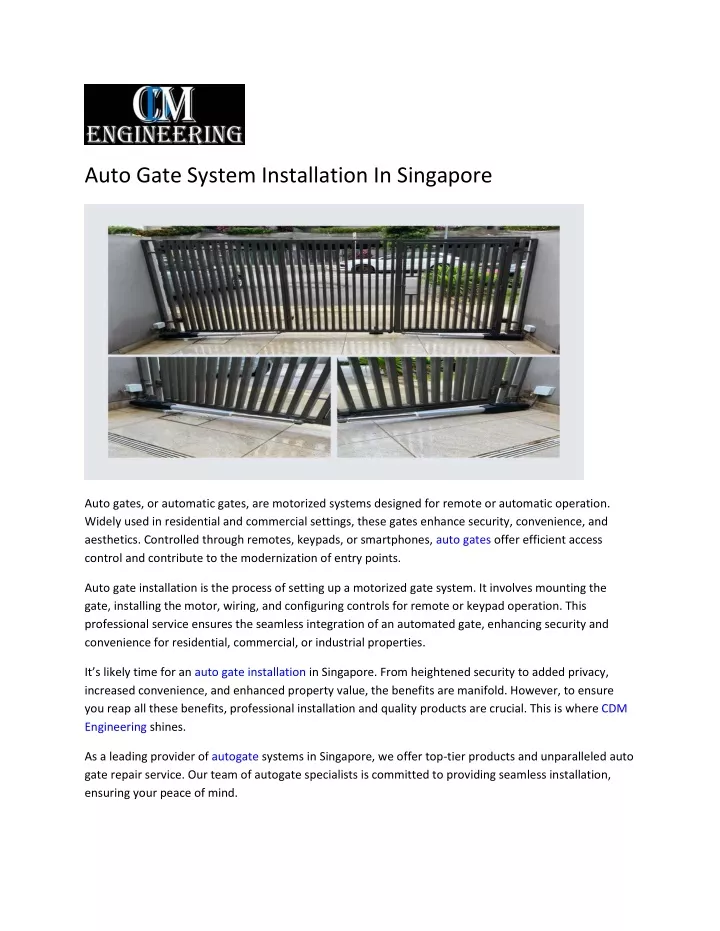 auto gate system installation in singapore