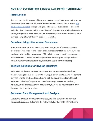 how sap development services can benefit