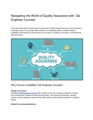 Navigating the World of Quality Assurance with  Qa Engineer Courses
