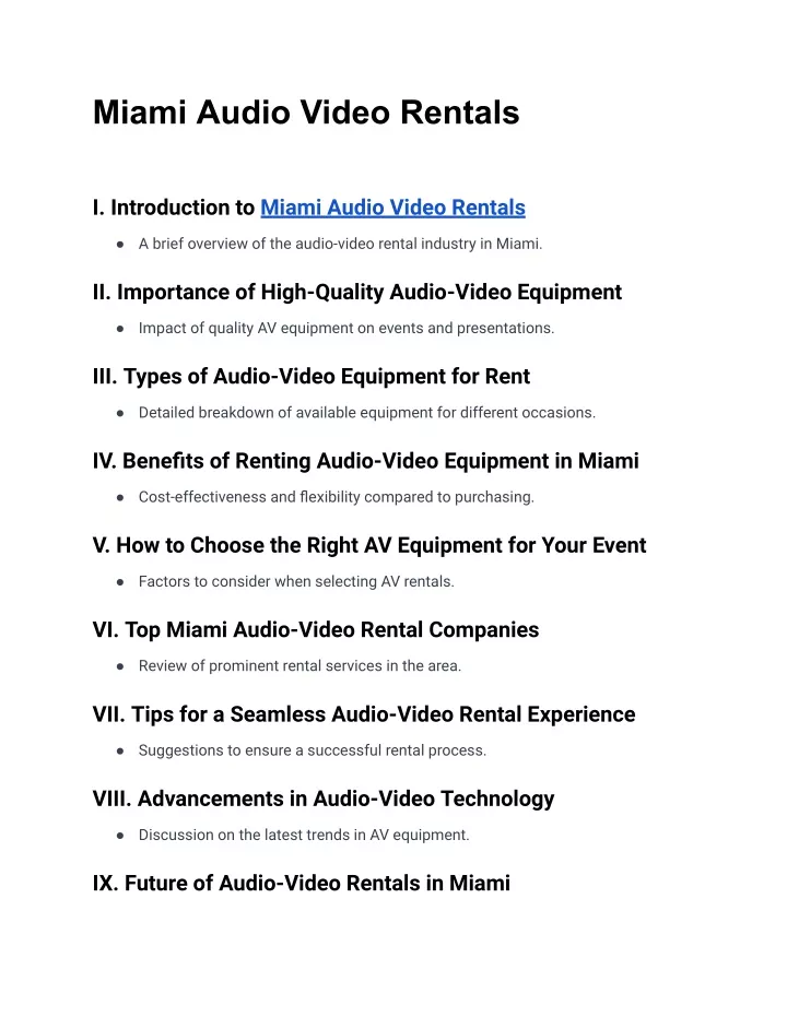 miami audio video rentals