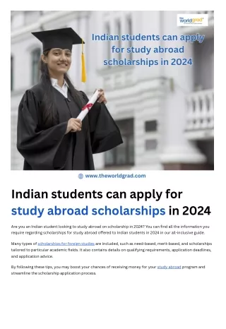 Indian students can apply for study abroad scholarships in 2024