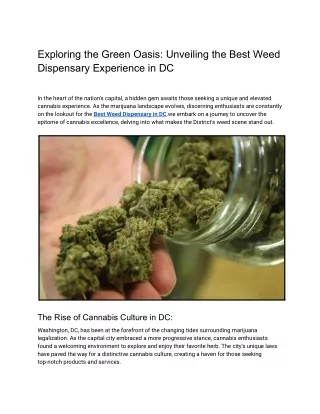 Exploring the Green Oasis_ Unveiling the Best Weed Dispensary Experience in DC