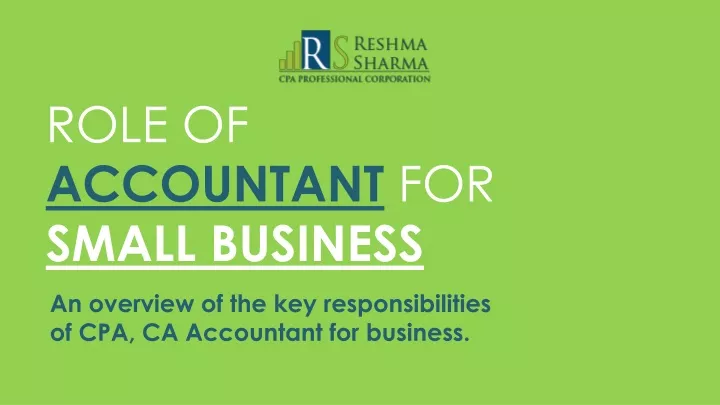 role of accountant for small business