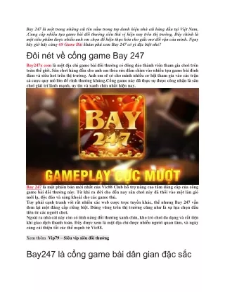 Bay 247 – Cong game bai giai tri dinh cao trong nam 2022 nay