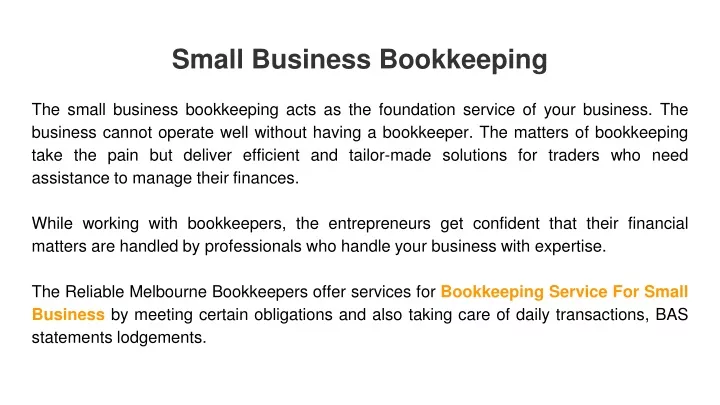 small business bookkeeping